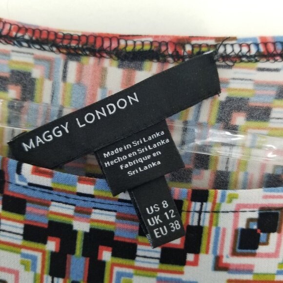 Maggy London Women's Geometric Abstract Boho Hippie Psychedelic Multicolor Sz 8 - Picture 5 of 10